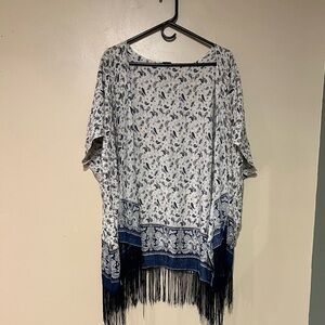 Lulla Collection By Bindya Paisley Fringe Kimono OS Boho Hippie Chic